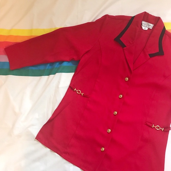 Vintage Red Blazer with Gold Details - Picture 1 of 3